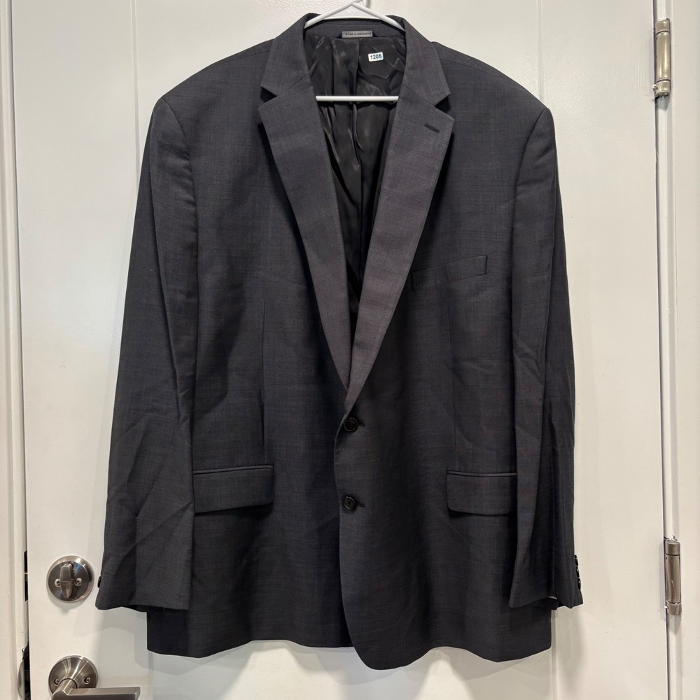 Ralph Ralph Lauren Mens Charcoal Gray 100% Wool Natural Stretch Blazer Coat